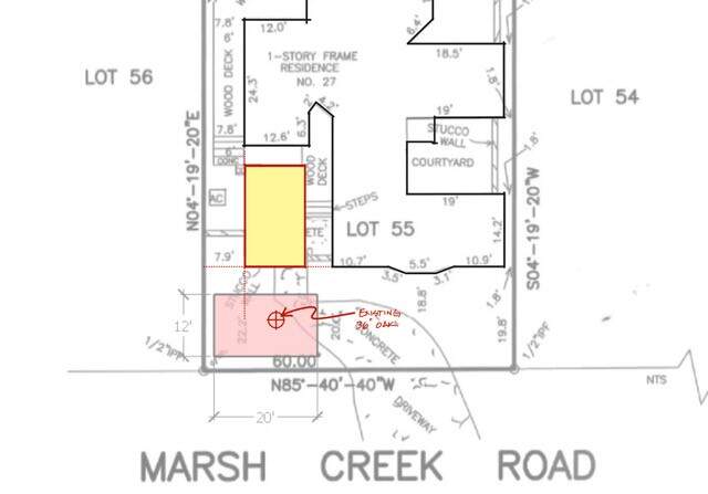 Potential one-car garage can be added in yellow sp