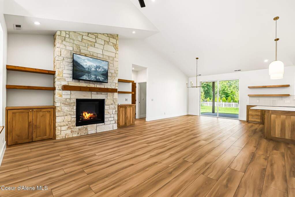Living Room Stone Fireplace