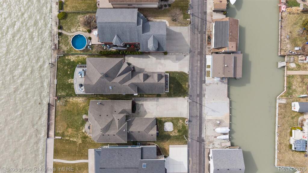 Aerial perspective of suburban area