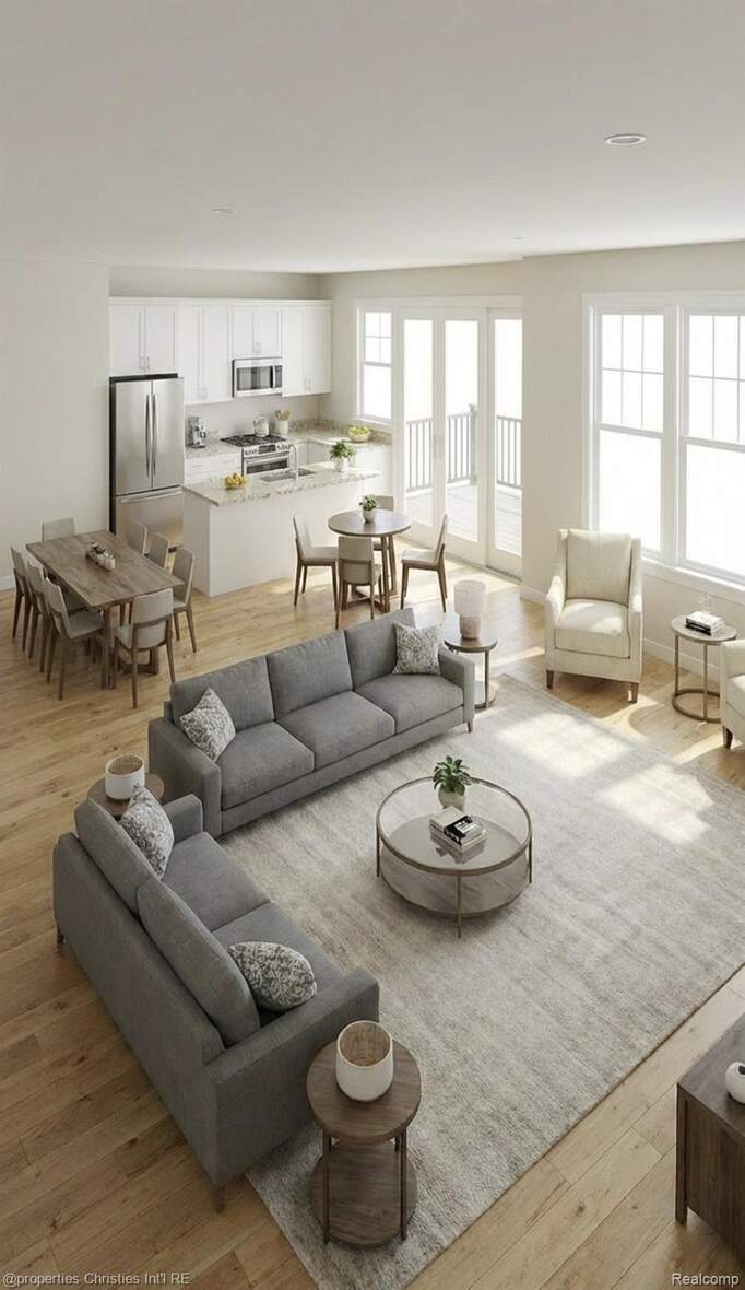 Living room featuring light wood-style floors