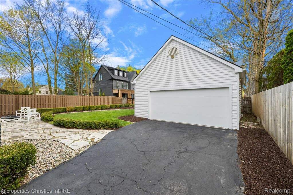 View of detached garage