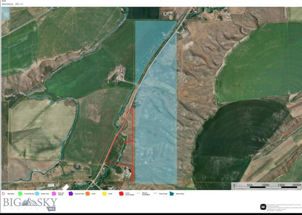 8200 Camp Creek parcel boundary in Red. State Land