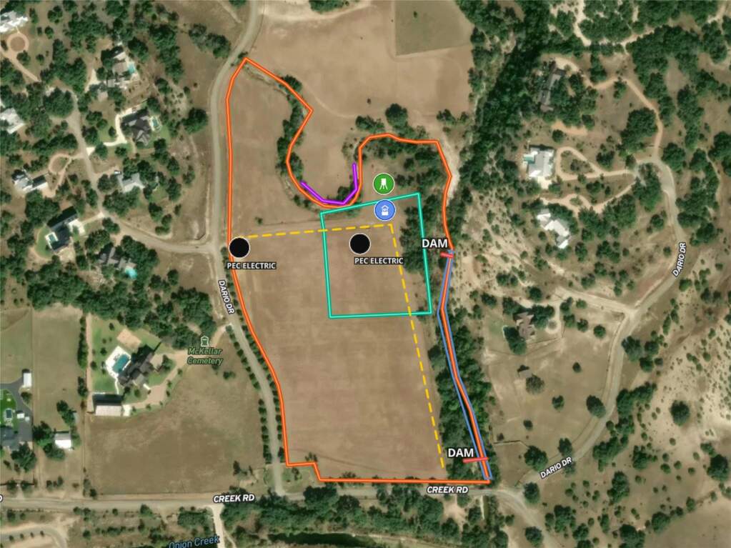 Boundaries - the eastern property line goes through the middle of Blue Creek