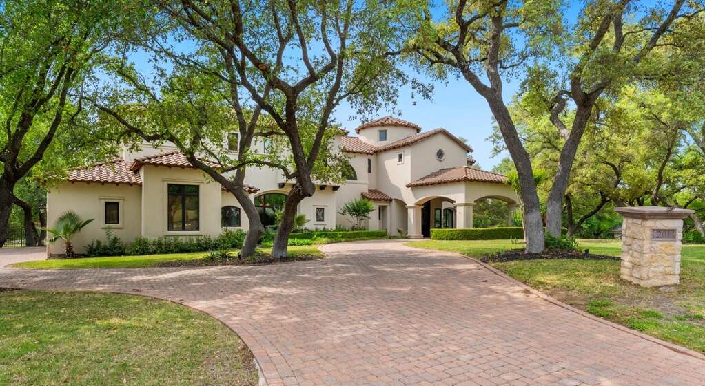 Front of house in gated, Lake Travis waterfront community