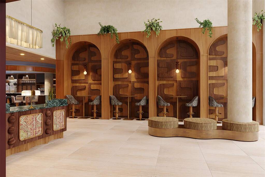 Designed by award-winning Kim Lewis Designs, the main lobby features custom millwork and intimate coworking nooks for meetings or focused work.