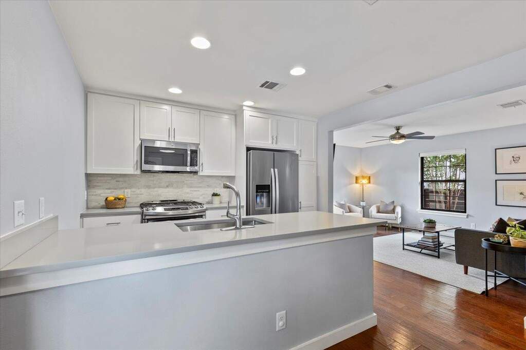 This oversized breakfast bar is sure to become a favorite hangout spot for everyone.