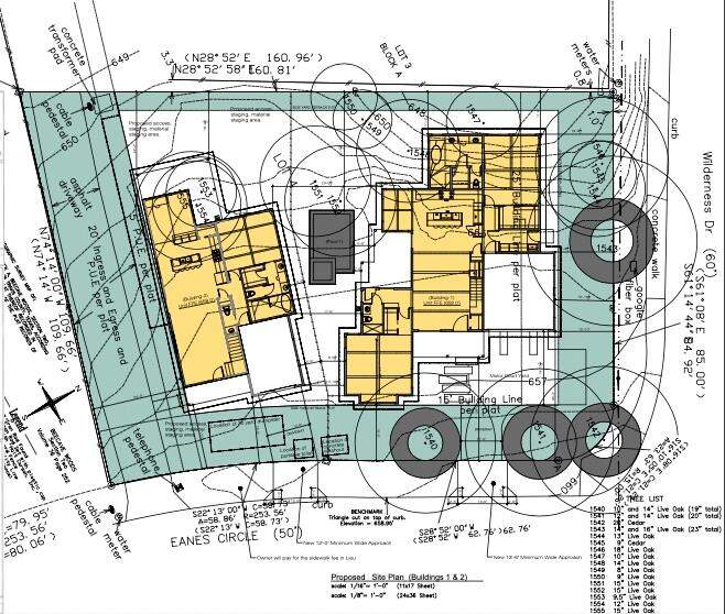 Site Plan showing two  buildings/homes.