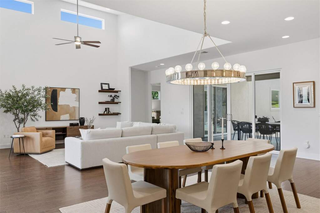 Generous square footage easily accommodates a large dining table, making it a natural setting for hosting memorable dinner parties and holiday feasts