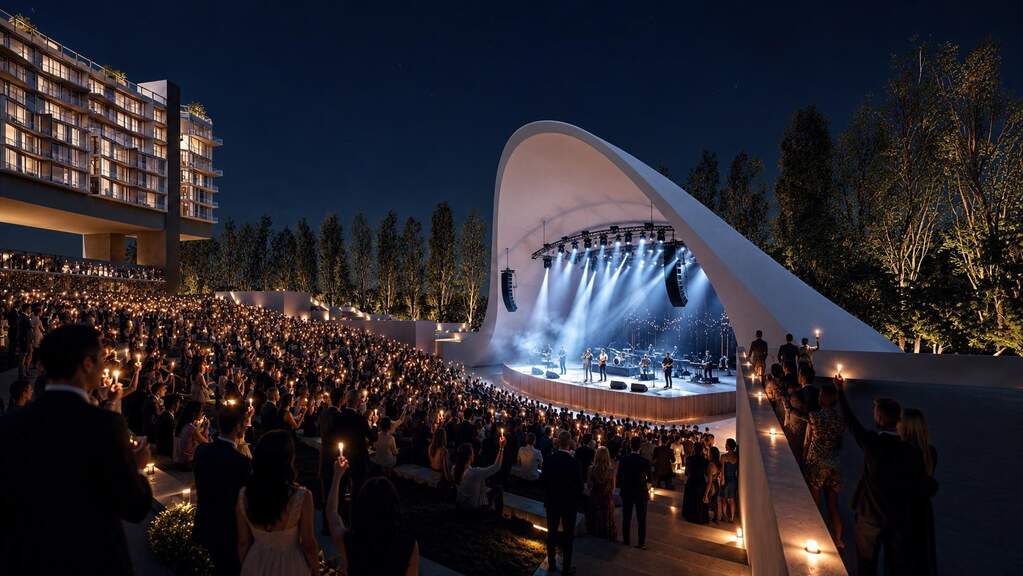 White Rocks Amphitheater with Hotel Rendering