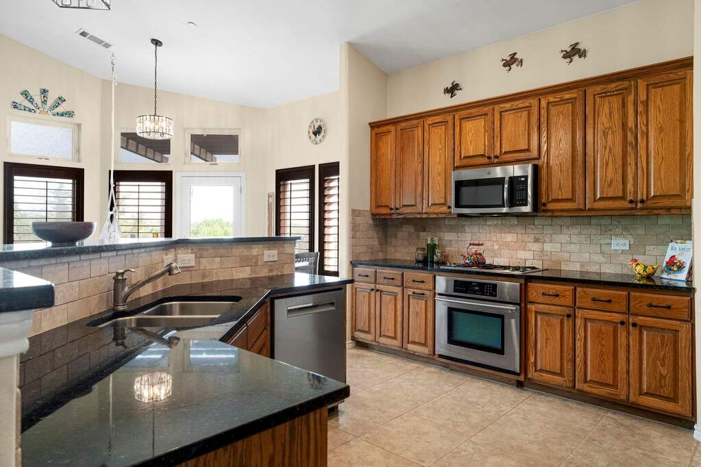 This kitchen has a ton of storage and counter space