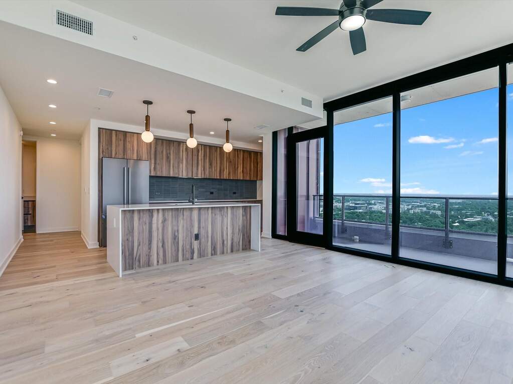 Kitchen opens into the living area.